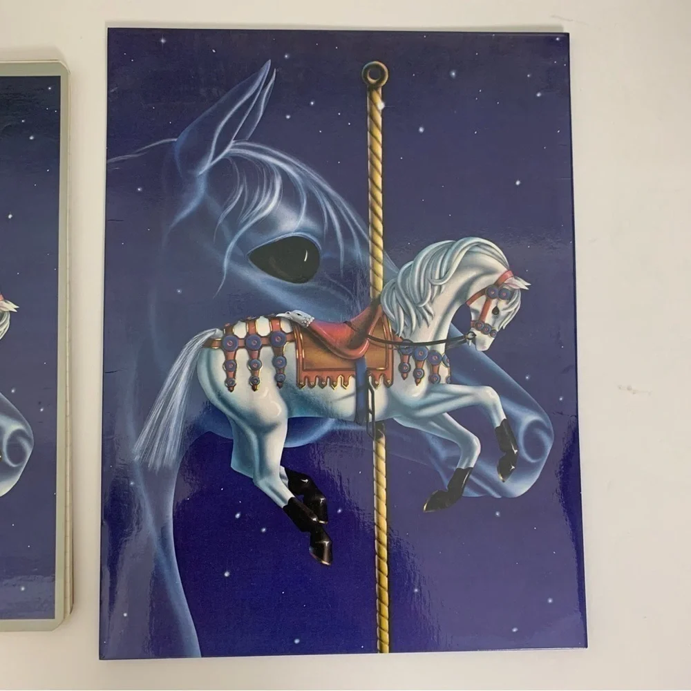 Vintage Mead Folder And Notebook Set 1985 Little Contessa Carousel White Horse